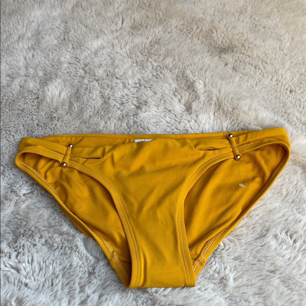 Robin Piccone Yellow Bikini Bottoms with Gold Accents